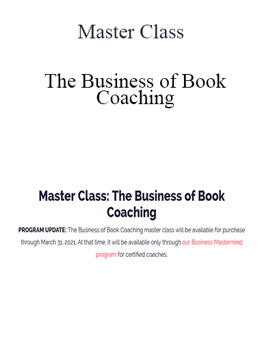 Master Class - The Business of Book Coaching